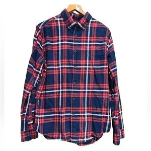 GOODFELLOW & CO Men's Plaid Long Sleeve Flannel Shirt Red / Navy Size L